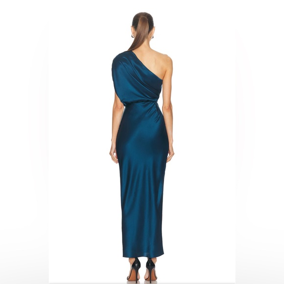 NWT The Sei Drop Sleeve Drape Dress in Marine NEW FWRD MAXI SPLIT ONE SHOULDER - Picture 5 of 9
